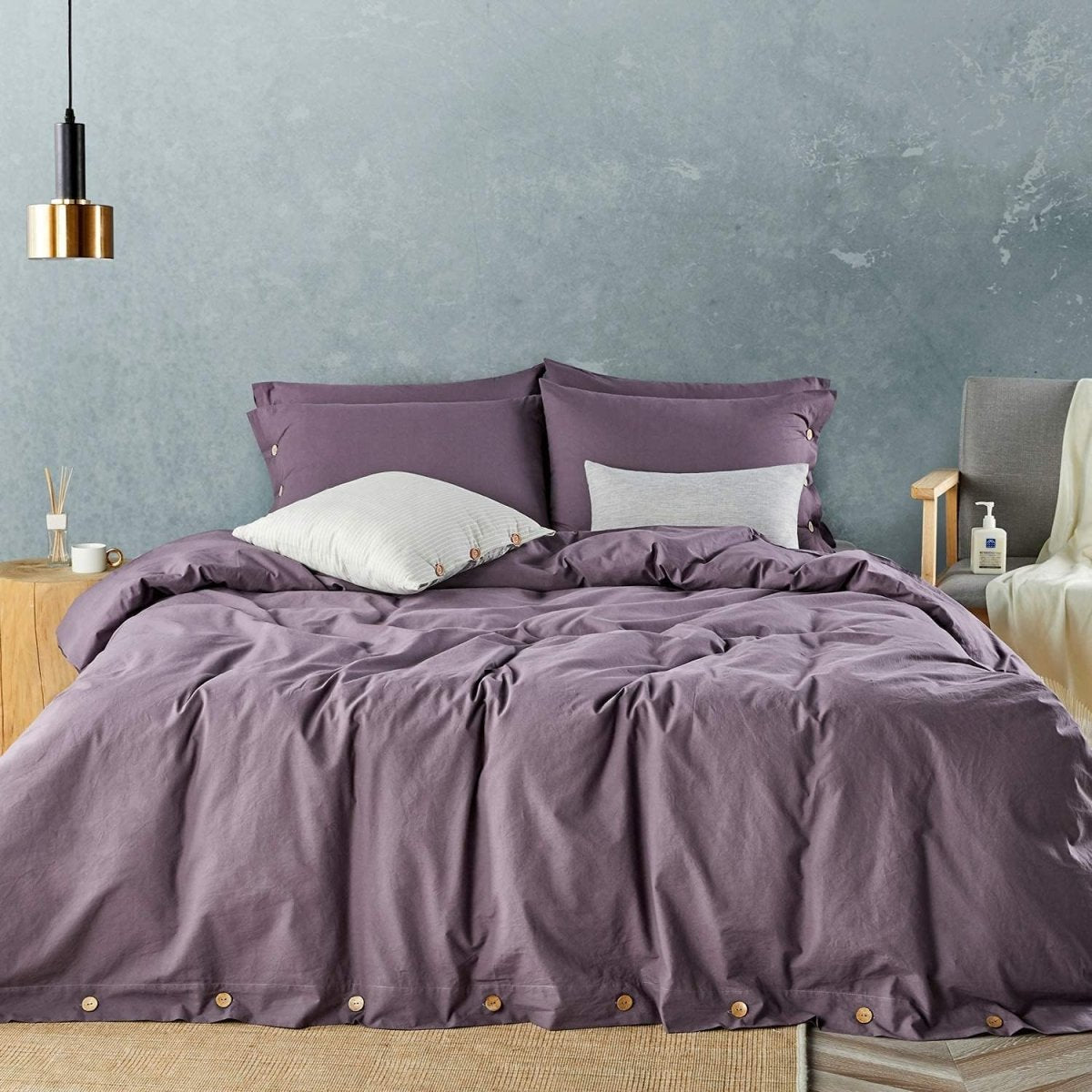 Luxury Soft Duvet Cover Bedding Set 100% Cotton Buttons Closure - Anna's Linens