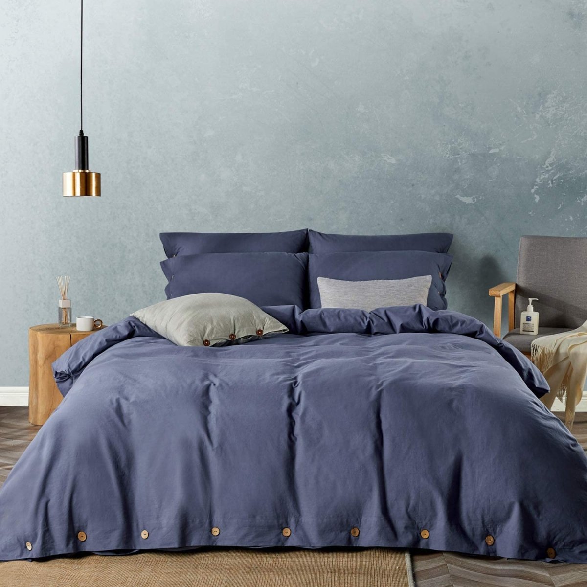 Luxury Soft Duvet Cover Bedding Set 100% Cotton Buttons Closure - Anna's Linens