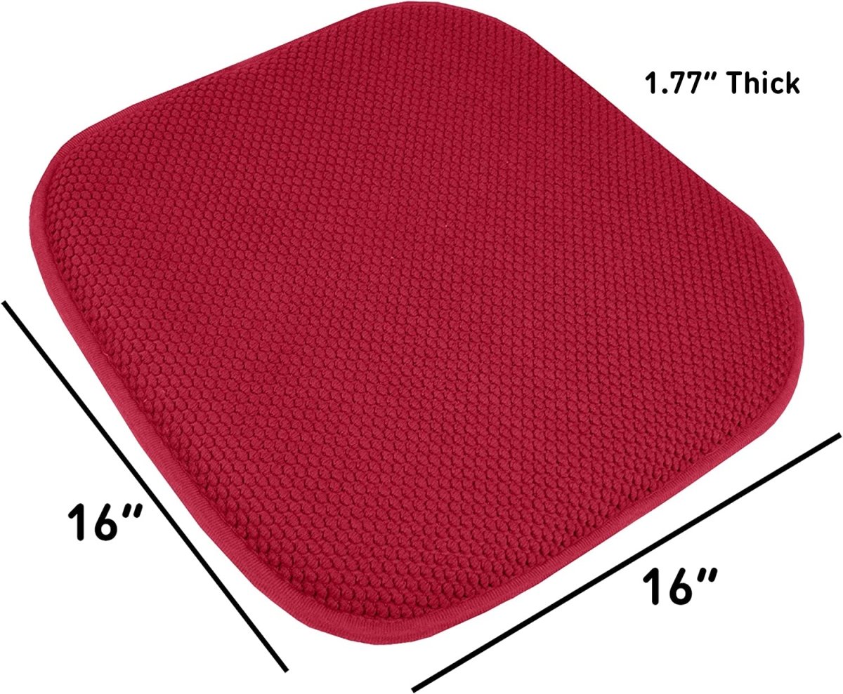 Memory Foam Chair Cushion Rounded Square 16" x 16" Seat Cover - Anna's Linens