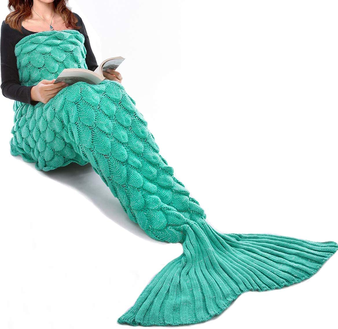 Mermaid Tail Blanket Hand Crochet Snuggle All Seasons Sleeping Bag Blanket - Anna's Linens