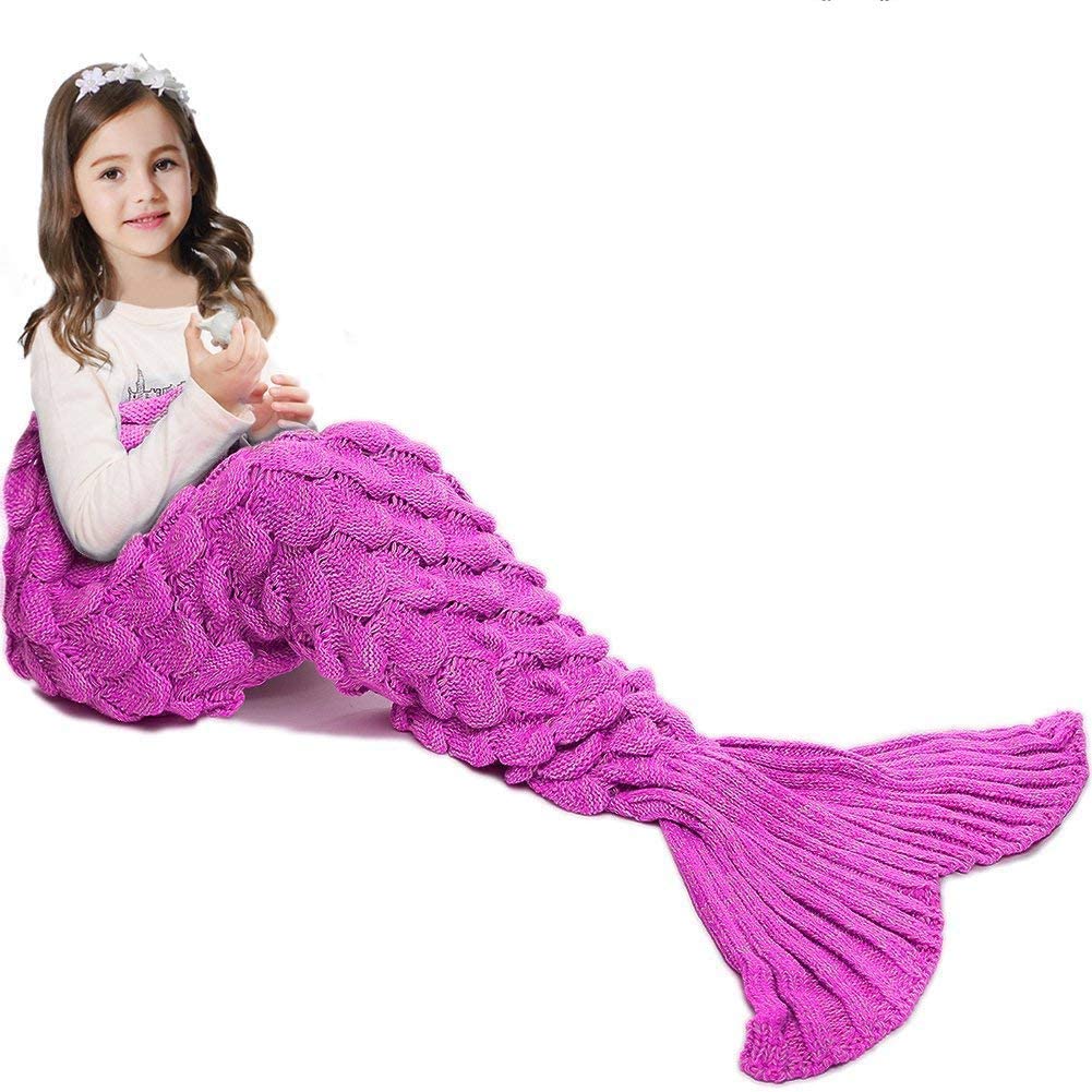 Mermaid Tail Blanket Hand Crochet Snuggle All Seasons Sleeping Bag Blanket - Anna's Linens
