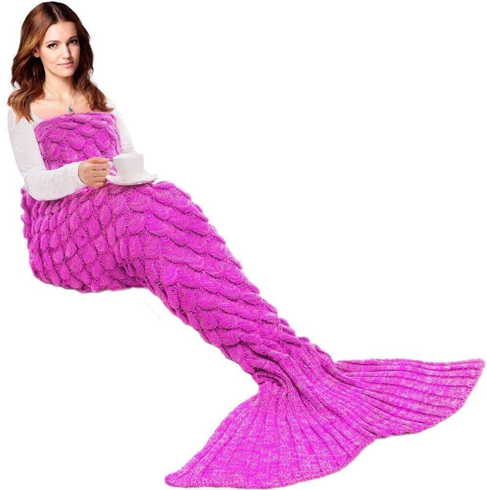 Mermaid Tail Blanket Hand Crochet Snuggle All Seasons Sleeping Bag Blanket - Anna's Linens