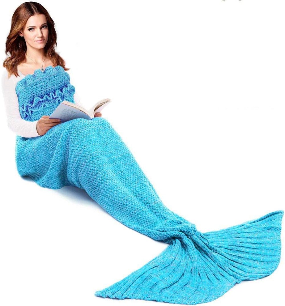 Mermaid Tail Blanket Hand Crochet Snuggle All Seasons Sleeping Bag Blanket - Anna's Linens