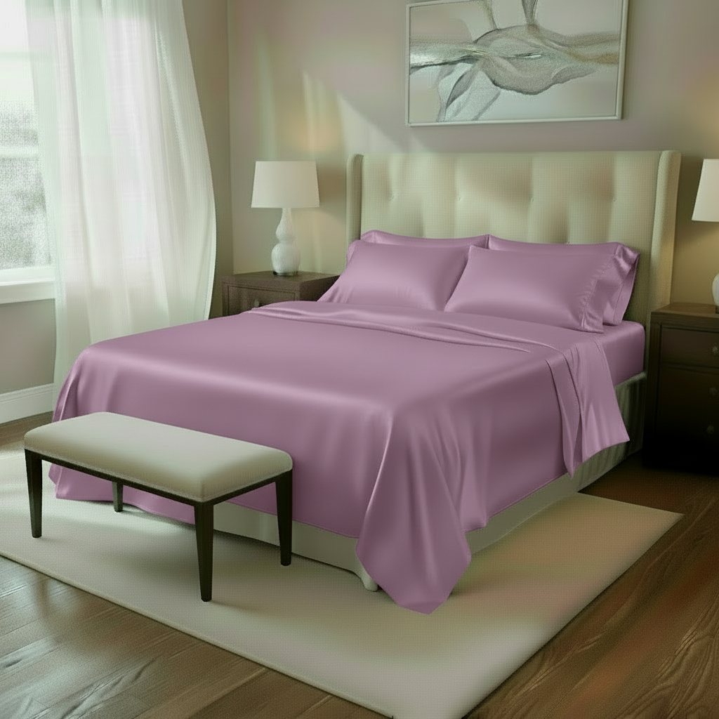 Mulberry Silk Fitted Sheet Pillowcases Set - Anna's Linens