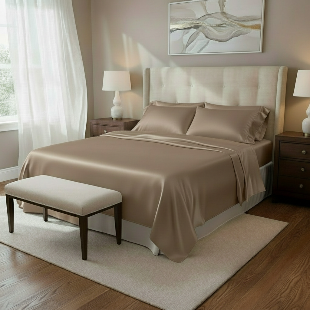 Mulberry Silk Fitted Sheet Pillowcases Set - Anna's Linens