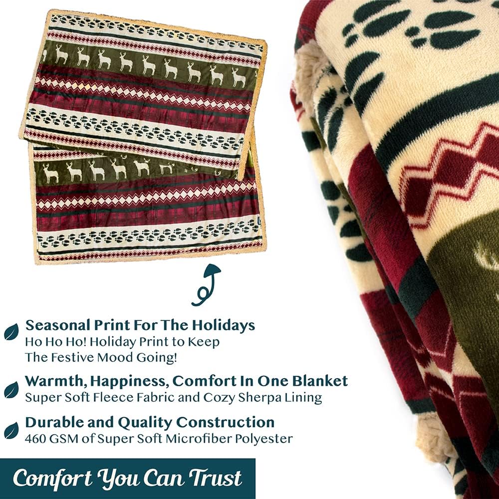 Premium Christmas Blanket Sherpa Fleece Cozy Reversible Blanket - Anna's Linens