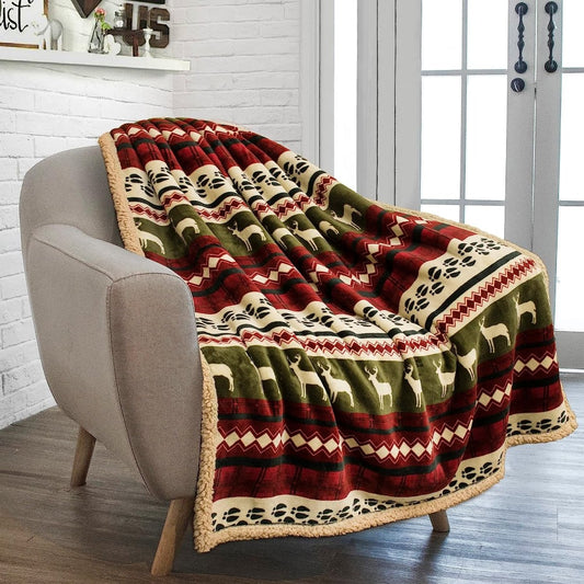 Premium Christmas Blanket Sherpa Fleece Cozy Reversible Blanket - Anna's Linens