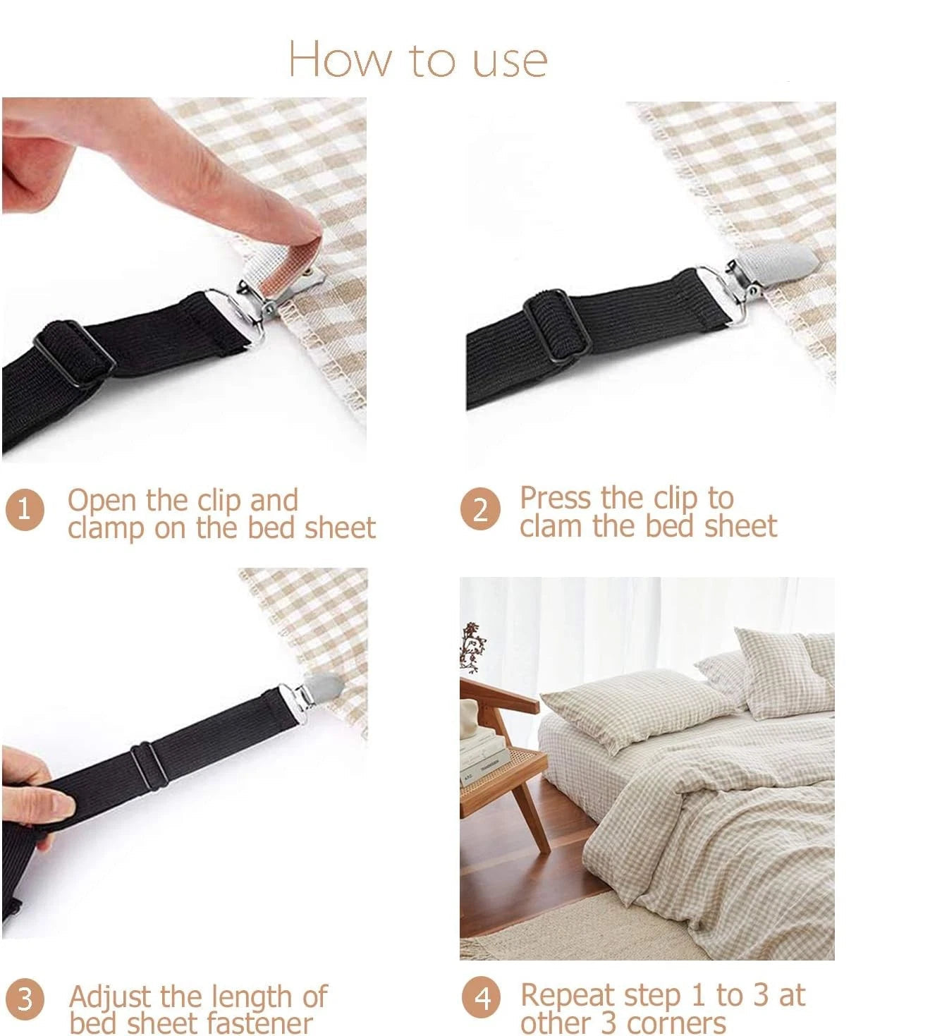 Bed Sheet Straps 8 Pcs Holders Fitted Sheet