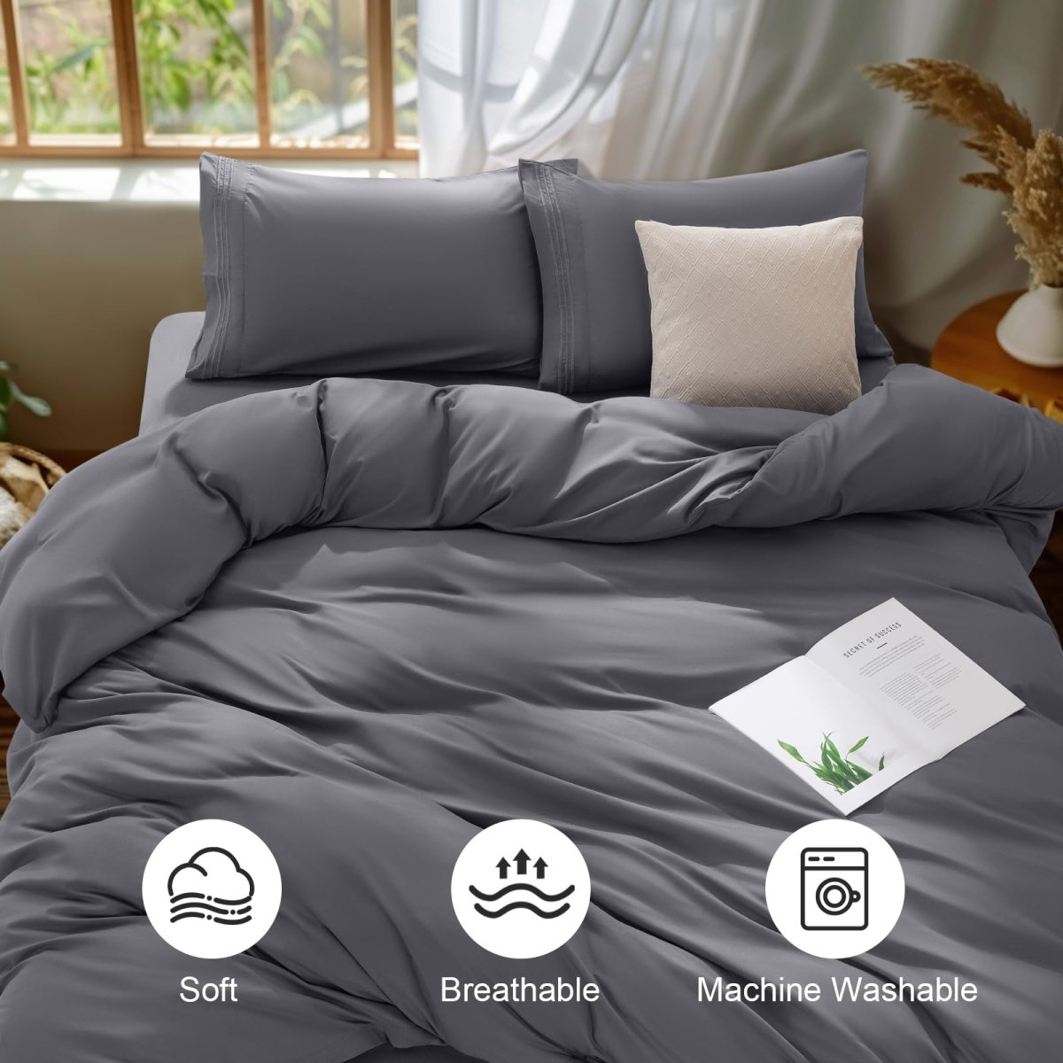 Soft Prewashed 3 pcs Zipper Closure Duvet Cover Set - Anna's Linens