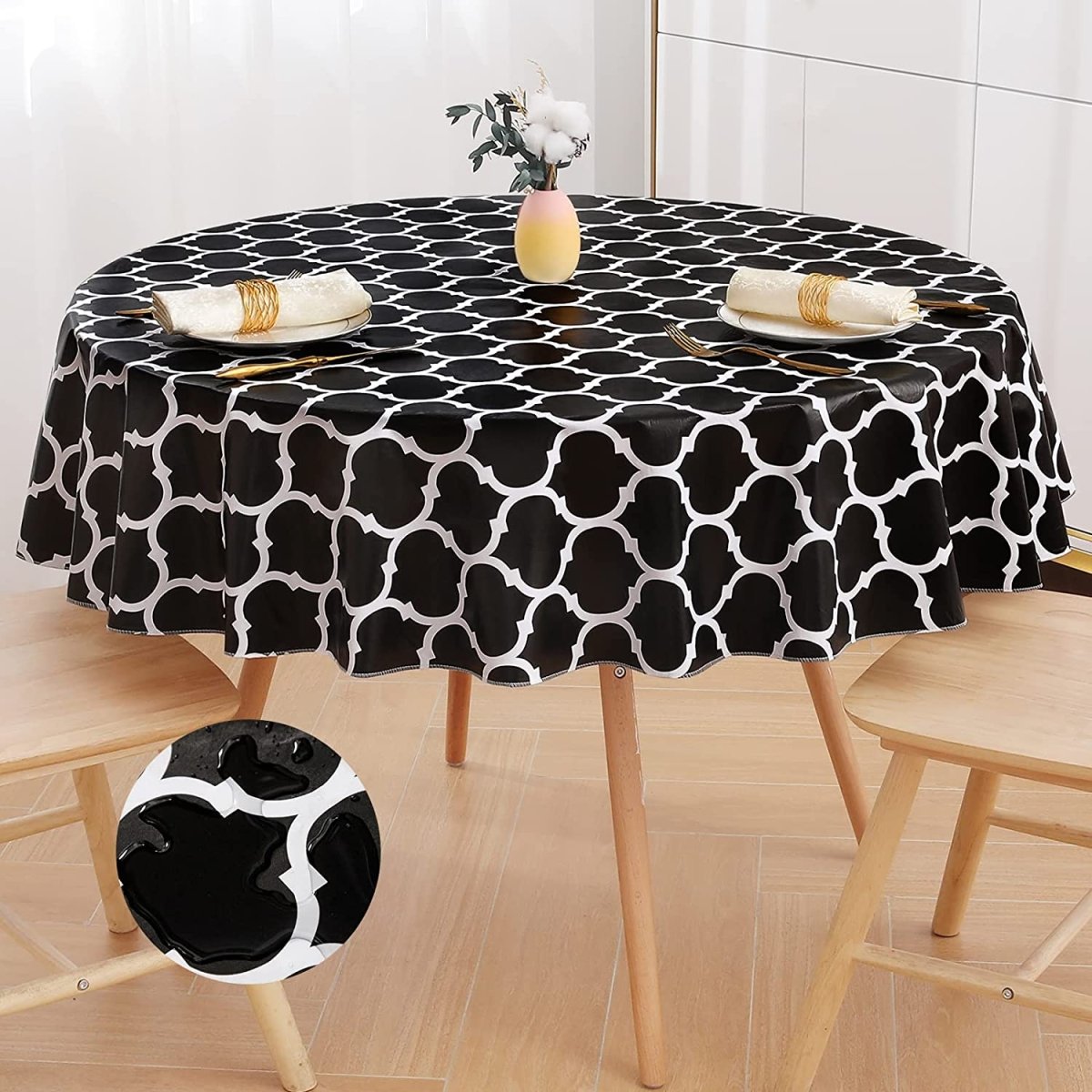 Waterproof Vinyl Flannel Wipeable Spill - proof Tablecloth - Anna's Linens