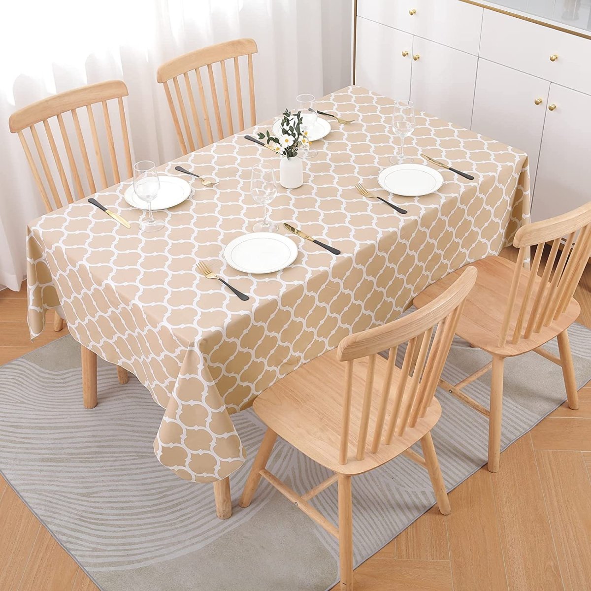 Waterproof Vinyl Flannel Wipeable Spill - proof Tablecloth - Anna's Linens