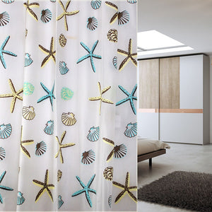 Shell Sea Star Bathroom Waterproof Shower Curtain 12 Hooks / 71" x 79" - Anna's Linens Store