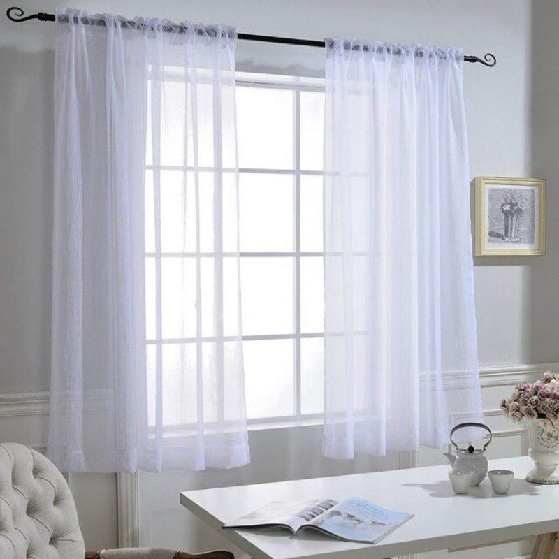 1 Pair Sheer Linen Textured Look Drapes Sliding Doors Windows Tulle Curtain - Anna's Linens