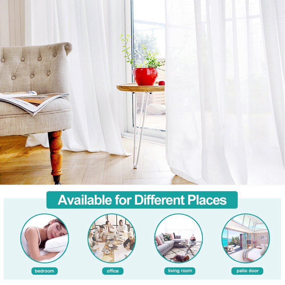 1 Pair Sheer Linen Textured Look Drapes Sliding Doors Windows Tulle Curtain - Anna's Linens