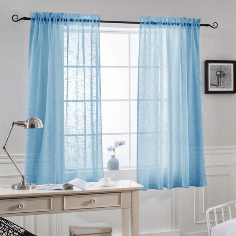 1 Pair Sheer Linen Textured Look Drapes Sliding Doors Windows Tulle Curtain - Anna's Linens
