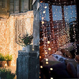 300 LED Warm White Window Curtain String Light Wedding Party Home Garden Bedroom Outdoor Indoor Wall Decorations Warm White / - Anna's Linens Store