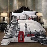 Duvet Cover Set Soft London Themed Comforter Cover Set 3 Pieces - Anna's Linens Store