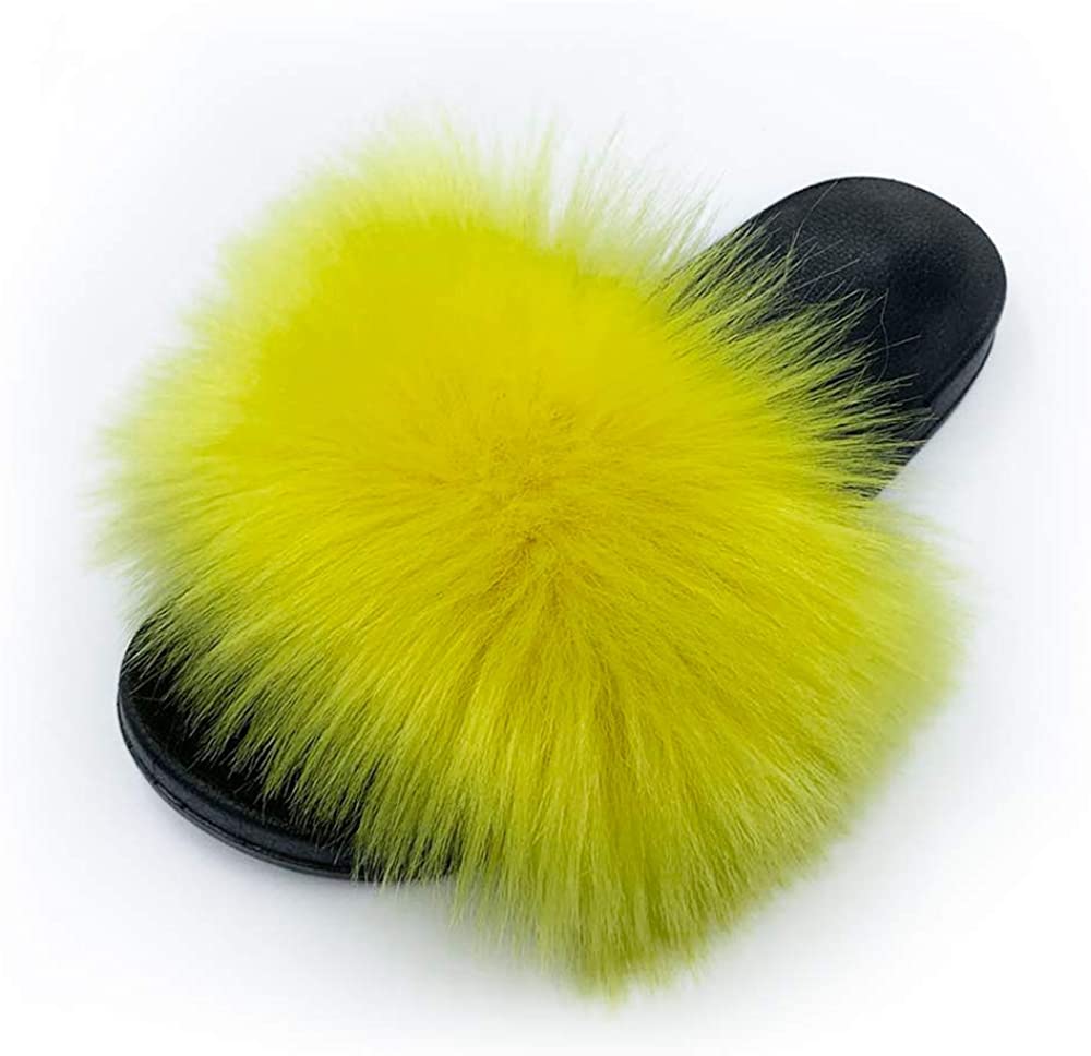 Faux Fur Slides Slippers Fluffy Fuzzy Sandals Open Toe Furry Slide Flip Flop - Anna's Linens Store