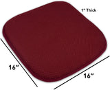 Pack of 4. Memory Foam Chair Cushion Honeycomb Pattern Slip Non Skid Rubber Back Softness Rounded Square 16" x 16" Seat Cover