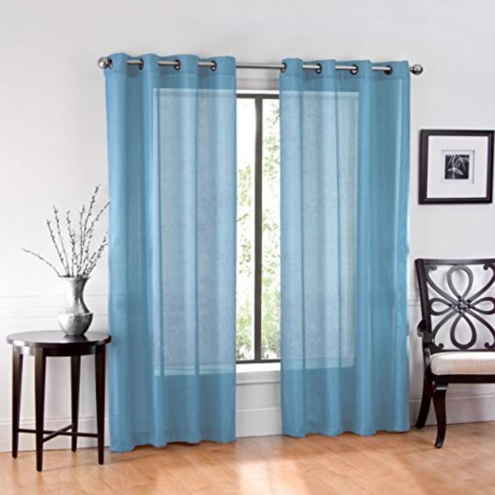 2 Piece Set. Window Sheer Curtains Grommet Panels 54" X 84" Total 108" X 84" - Anna's Linens