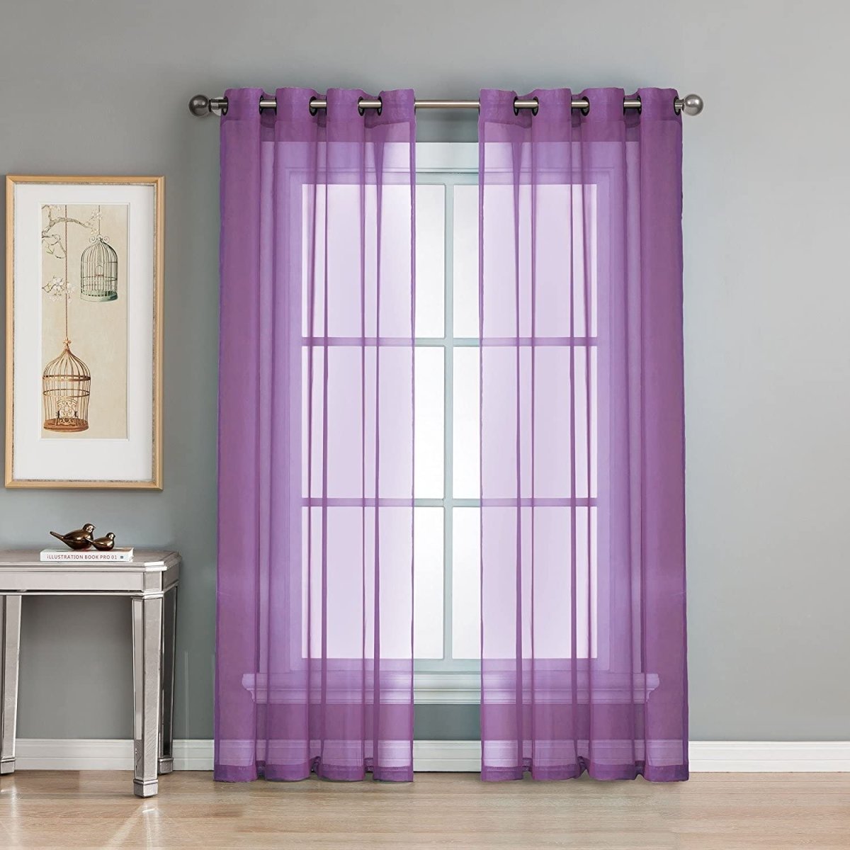 2 Piece Set. Window Sheer Curtains Grommet Panels 54" X 84" Total 108" X 84" - Anna's Linens