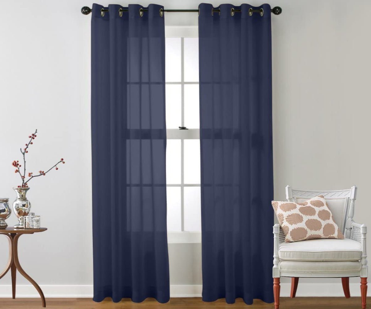 2 Piece Set. Window Sheer Curtains Grommet Panels 54" X 84" Total 108" X 84" - Anna's Linens