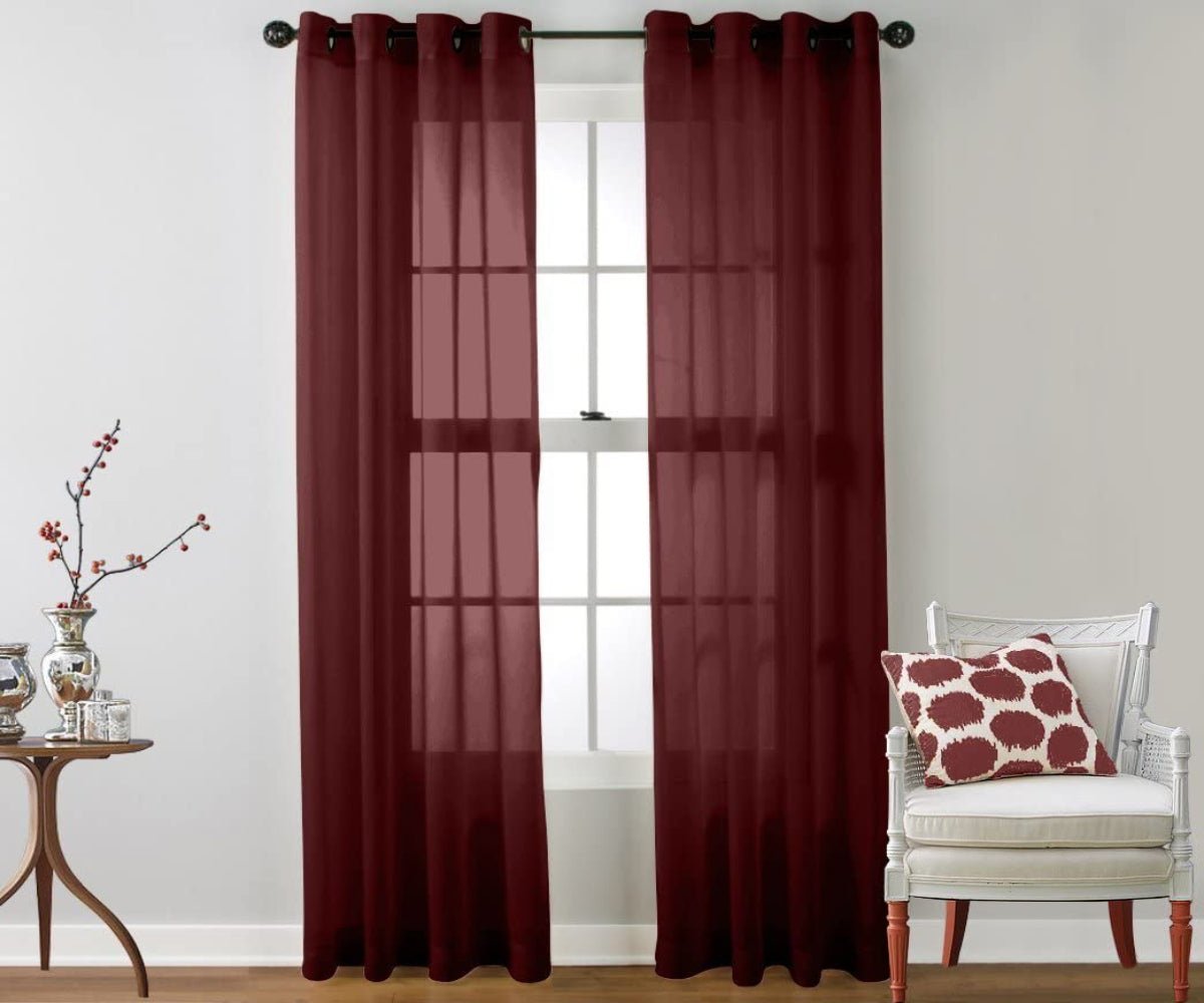 2 Piece Set. Window Sheer Curtains Grommet Panels 54" X 84" Total 108" X 84" - Anna's Linens