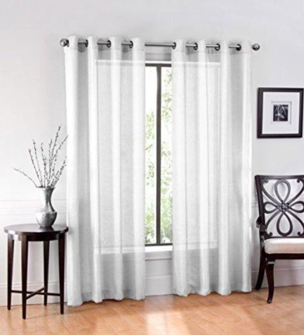 2 Piece Set. Window Sheer Curtains Grommet Panels 54" X 84" Total 108" X 84" - Anna's Linens