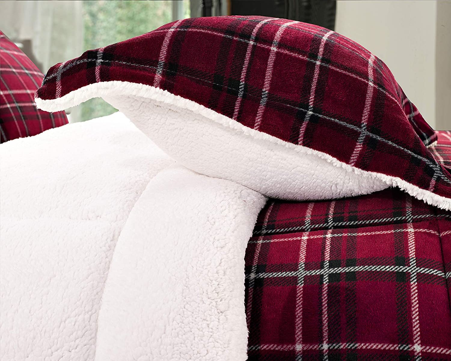 Softest Heavy Weight Plaid Pattern Micromink Sherpa Backing