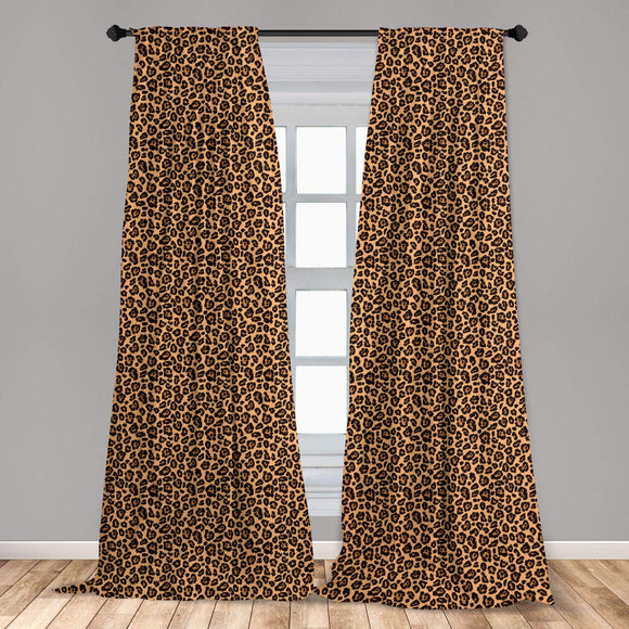Leopard Print Window Curtains Leopard Texture Illustration Exotic Fauna Inspired Pattern Lightweight Decorative Panels Set of 2 with Rod Pocket 56