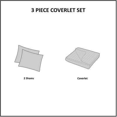 Comfort Spaces Kienna Quilt Set - Luxury Double Sided Stitching Design All Season Lightweight Coverlet Bedspread Bedding Matching Shams 3 Piece - Anna's Linens Store