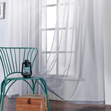Faux Linen Ombre Sheer Curtains Voile Grommet Semi Sheer Set of 2 - Anna's Linens Store
