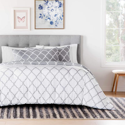 All-Season Quilted Comforter - Corner Duvet Tabs - Hypoallergenic - Plush Microfiber Fill
