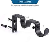 Heavy Duty Curtain Rod Brackets Double Rod Holders Double Curtain Rod Brackets 1" and 5/8" Inch Rod Set of 2 Black / - Anna's Linens Store