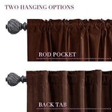 Darkening Coffee Velvet Thermal Insulated Rod Pocket Back Tab Window Curtains 2 Panels 52" W x 96" L - Anna's Linens Store