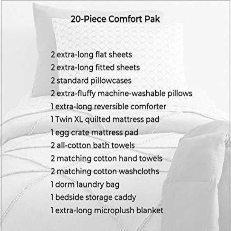 Master Room Essentials 20-Piece Comfort Pak | Twin XL | with Topper, Comforter, Sheets, Towels, Storage & More | Brick and Burgundy | Red and Tan - Anna's Linens Store