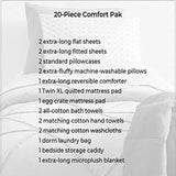 Master Room Essentials 20-Piece Comfort Pak | Twin XL | with Topper, Comforter, Sheets, Towels, Storage & More | Brick and Burgundy | Red and Tan - Anna's Linens Store