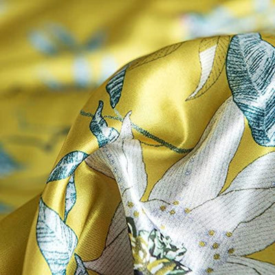 Floral Silky Satin Comforter Set Bird Flower Pattern Bedding Set Sexy Luxury Quilt Set Comforter with Pillowcases - Anna's Linens Store