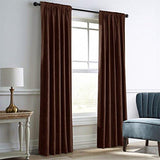 Darkening Coffee Velvet Thermal Insulated Rod Pocket Back Tab Window Curtains 2 Panels 52" W x 96" L - Anna's Linens Store