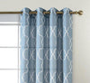 Moroccan Embroidered Semi Sheer Curtains Faux Linen Grommet Curtain Set for Bedroom 52 x 95 Inch, Dusty Blue - Anna's Linens Store