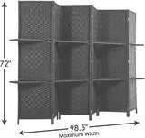 6 ft.Tall Extra Wide 6 Panels Room Divider Folding Screen Privacy Partition Wall 2 Display Shelves - Anna's Linens Store
