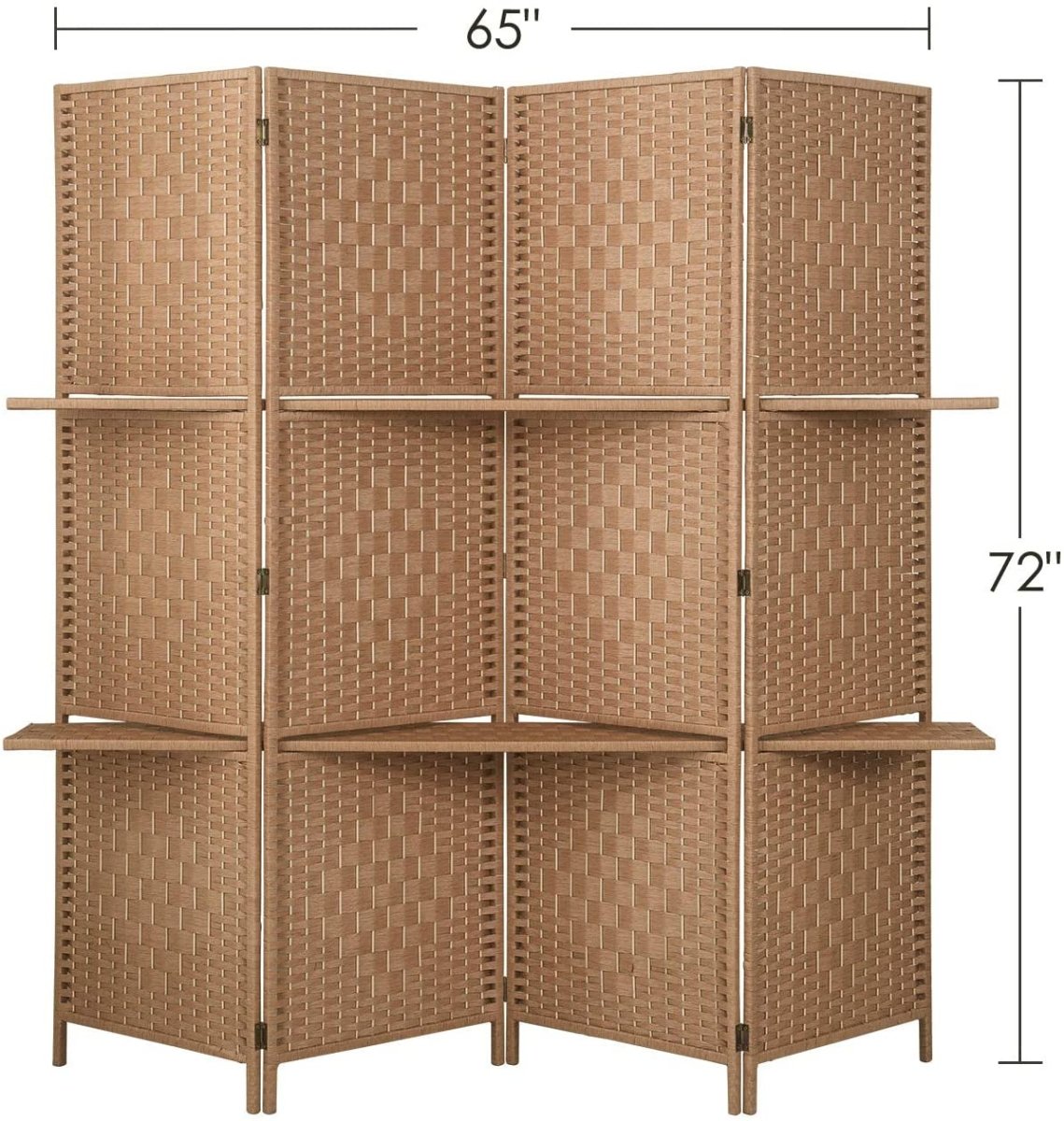 6 ft Tall Extra Wide 6 Panels Room Divider Folding Screen 2 Display Shelves - Anna's Linens