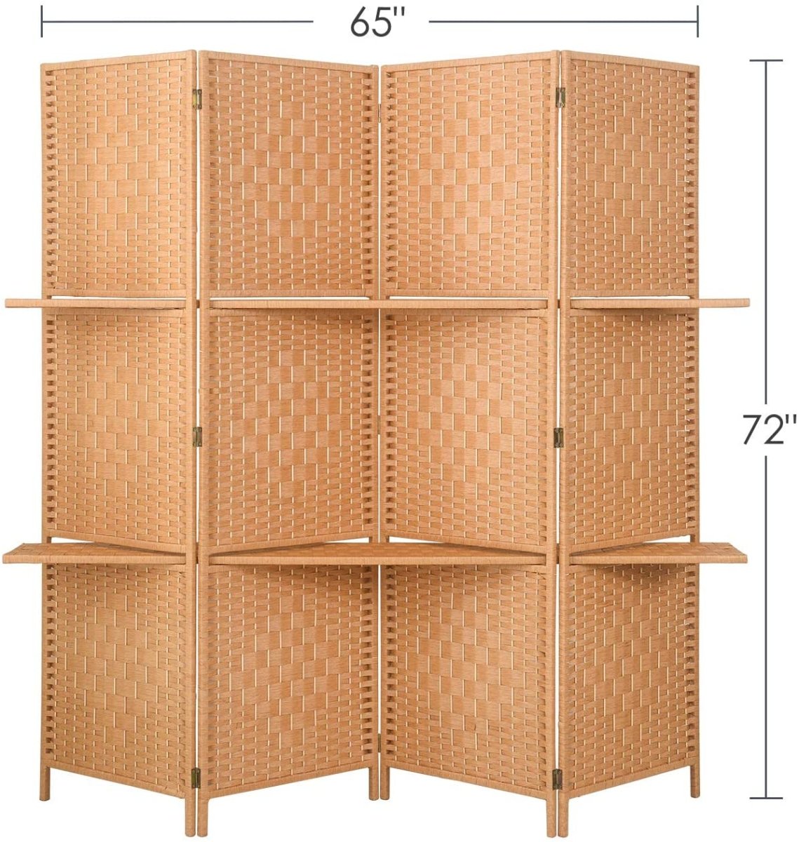 6 ft Tall Extra Wide 6 Panels Room Divider Folding Screen 2 Display Shelves - Anna's Linens