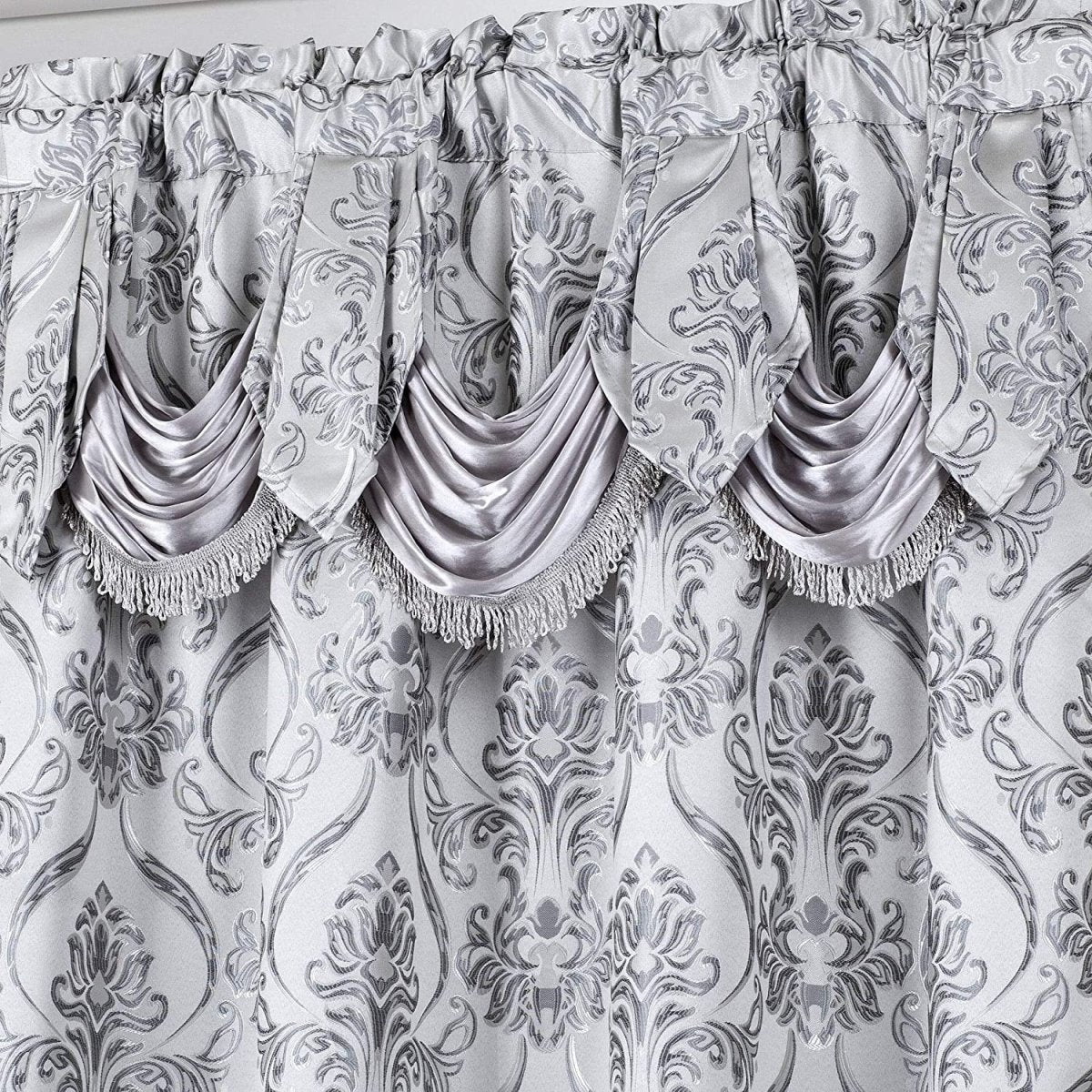 6 Piece Drape Set with Attached Valance and Sheer with 2 Tie Backs - Anna's Linens