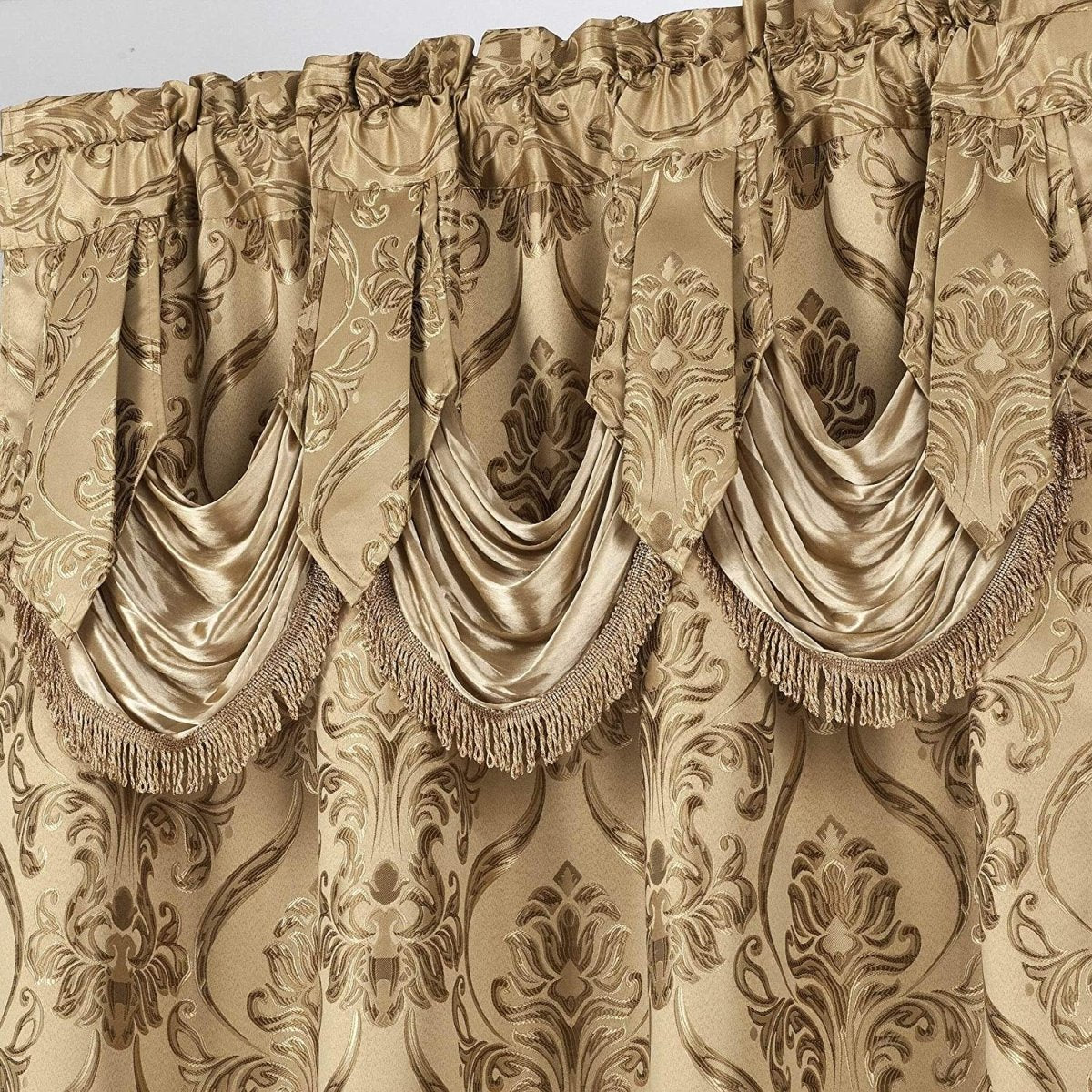 6 Piece Drape Set with Attached Valance and Sheer with 2 Tie Backs - Anna's Linens