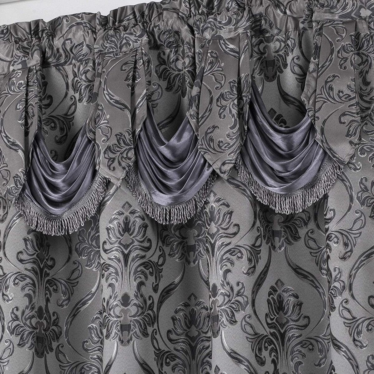 6 Piece Drape Set with Attached Valance and Sheer with 2 Tie Backs - Anna's Linens