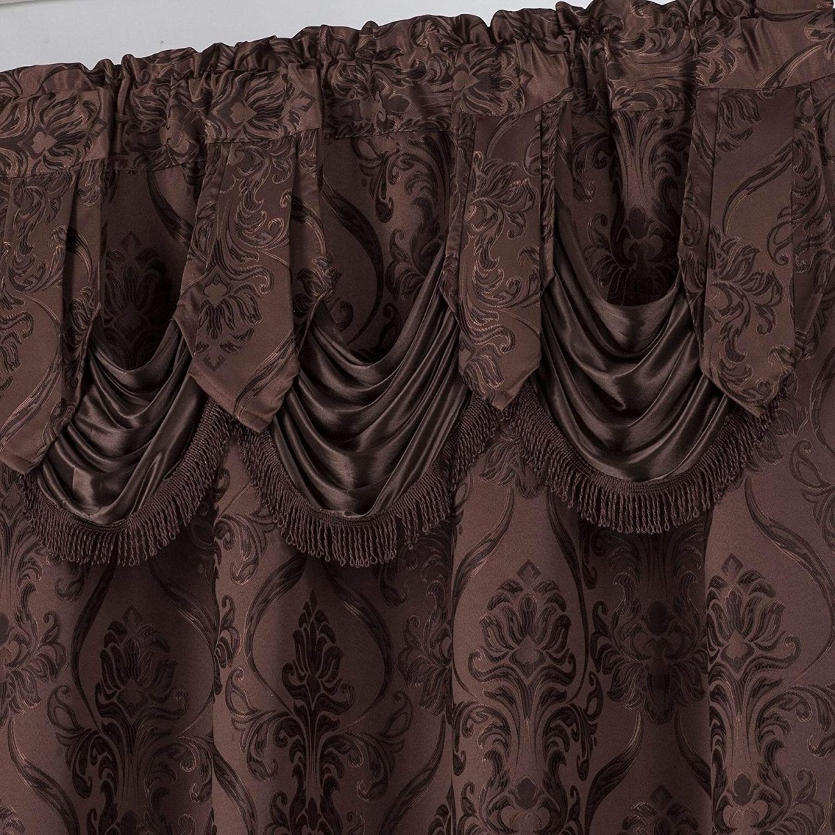 6 Piece Drape Set with Attached Valance and Sheer with 2 Tie Backs - Anna's Linens