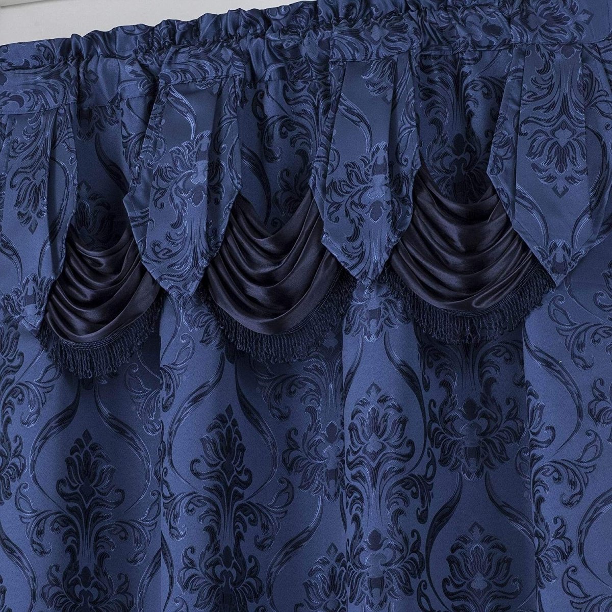 6 Piece Drape Set with Attached Valance and Sheer with 2 Tie Backs - Anna's Linens