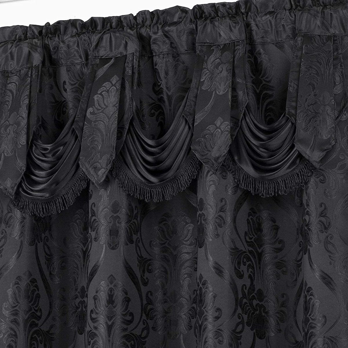 6 Piece Drape Set with Attached Valance and Sheer with 2 Tie Backs - Anna's Linens