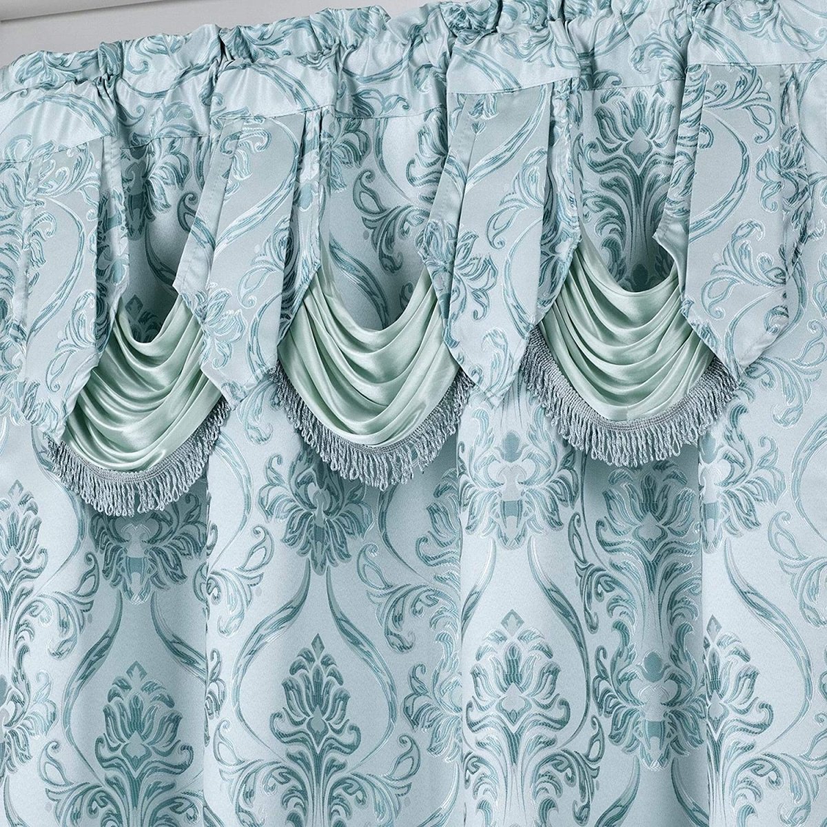 6 Piece Drape Set with Attached Valance and Sheer with 2 Tie Backs - Anna's Linens